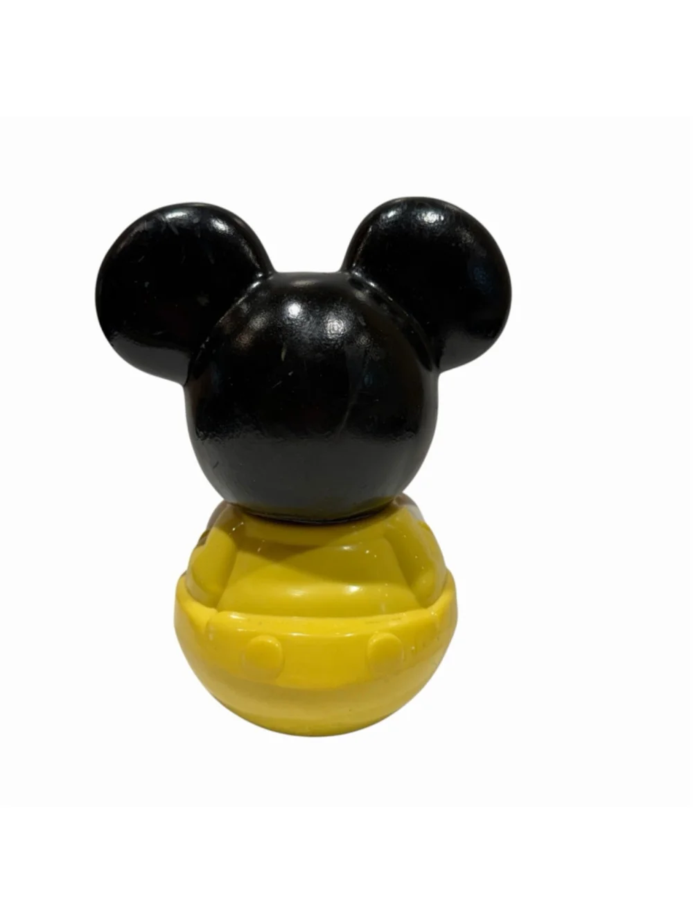 Disney Mickey Mouse Vtg 1984 Weeble Wobble Baby Toy Bell 6.75” Does Not Chime